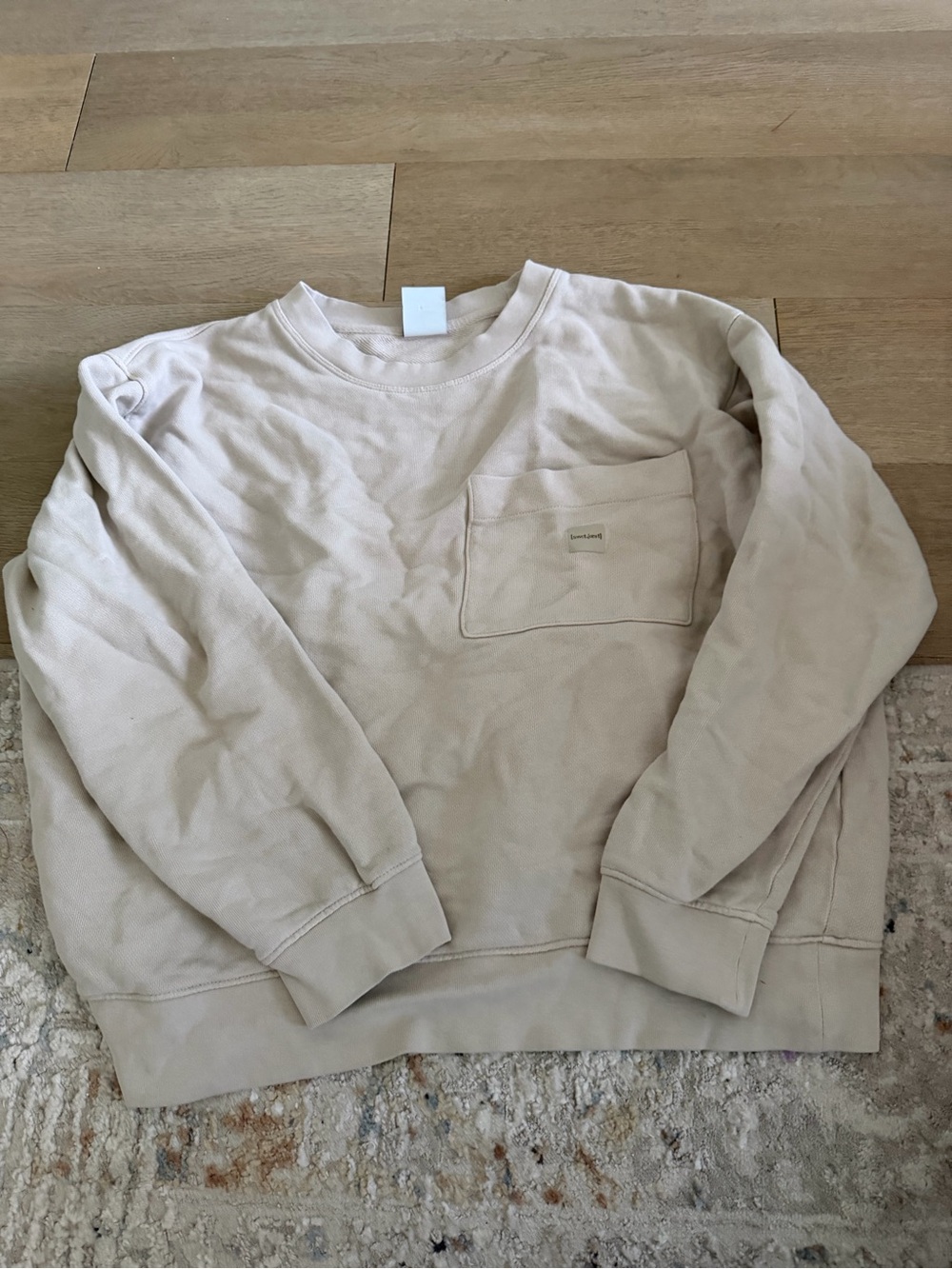 Zara Men's Crewneck Pocket Sweater - Cream